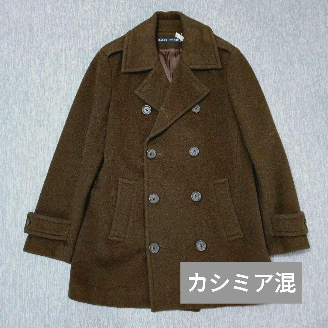 【美品】Ralph Lauren カシミヤ混 日本製　Pコートブラウン Ｌ13