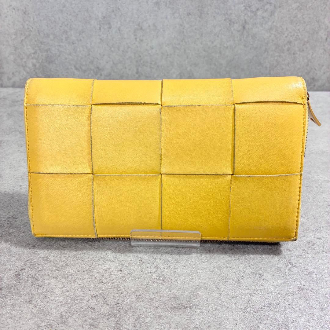 み*き様 ボッテガヴェネタ カセット 長財布 レザー イエローグリーン イントレ