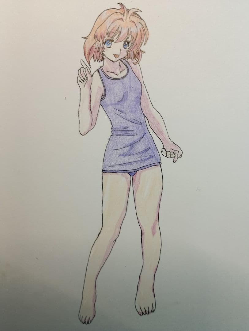 アニメキャラクターイラスト 紫色の服