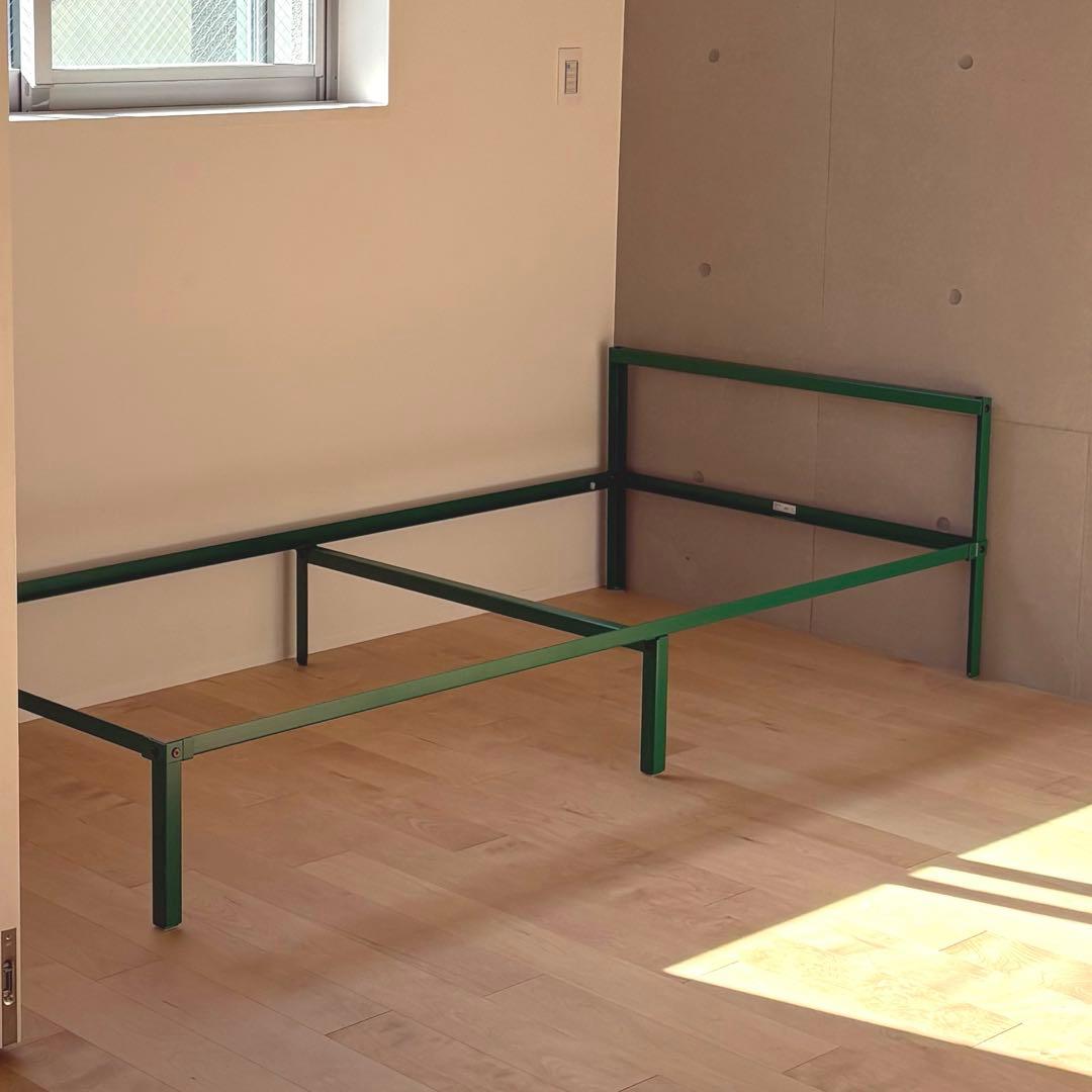 【IKEA廃盤】シングルベッドフレーム緑とスノコのセット　GRIMSB