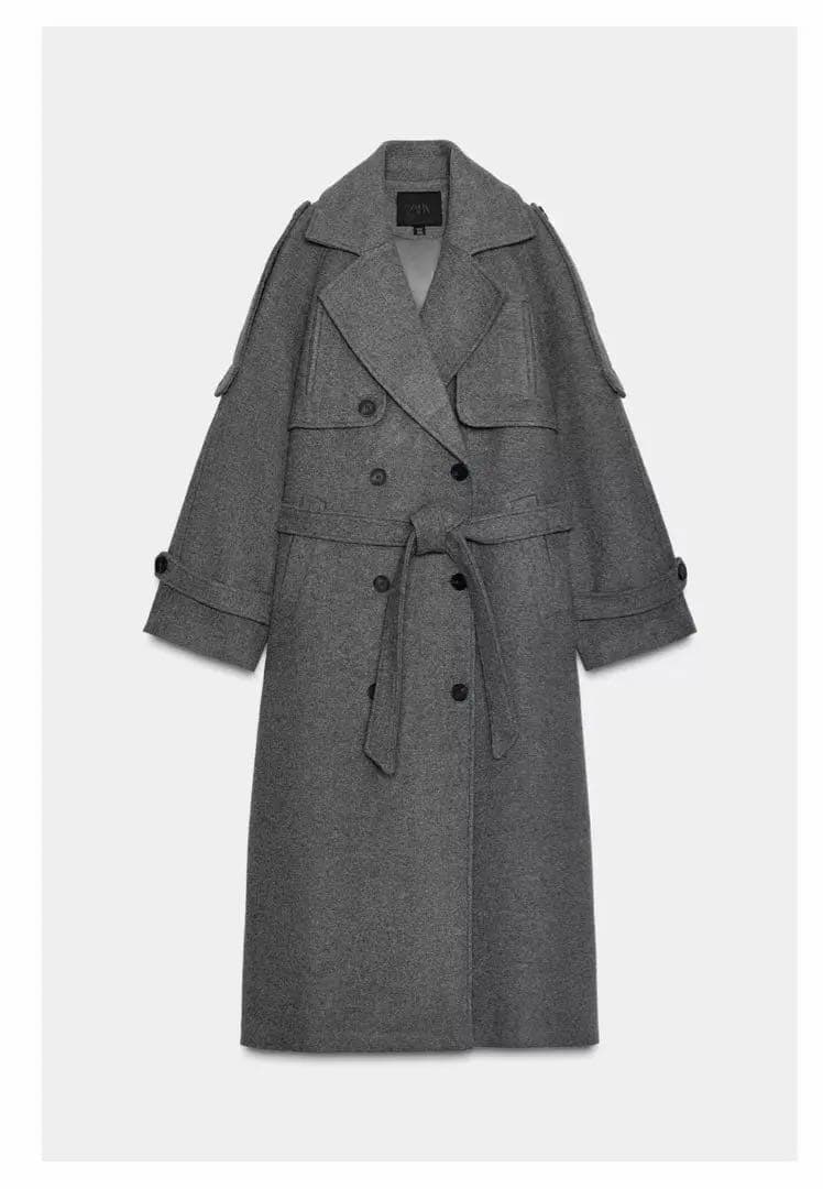 ZARA ダブルブレストコート ベルトとループ付き　M