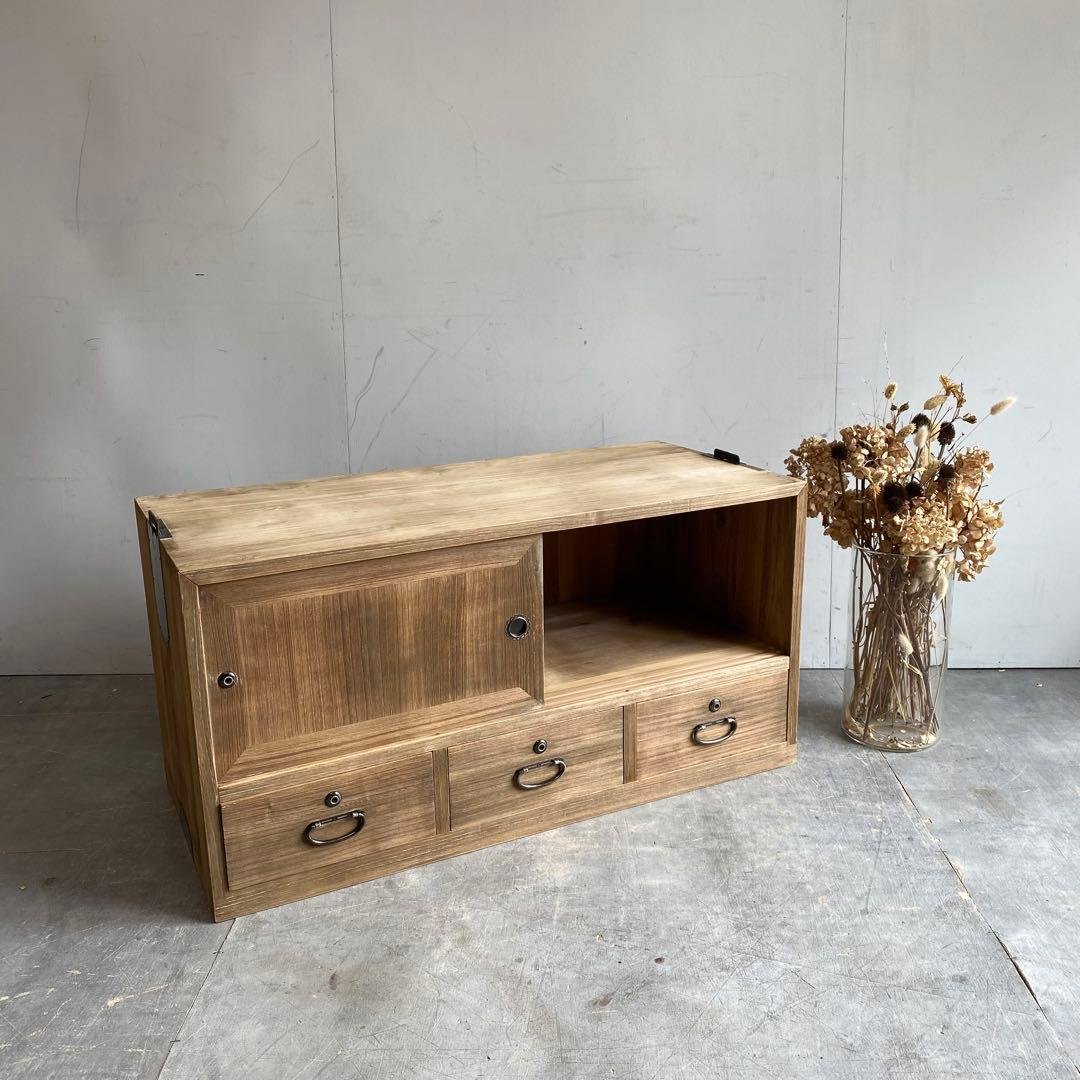 ヴィンテージ 箪笥 チェスト テレビ台 桐 杉 無塗装 昭和レトロ z434