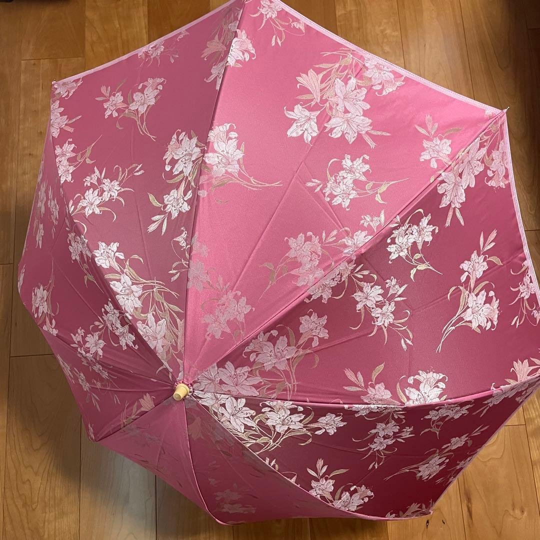 槙田商店　傘　晴雨兼用　UV 甲州織　絵おり　百合　和