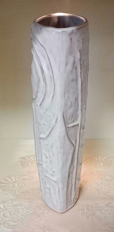 hana　ホワイト 陶器製 円筒形花瓶　作家物